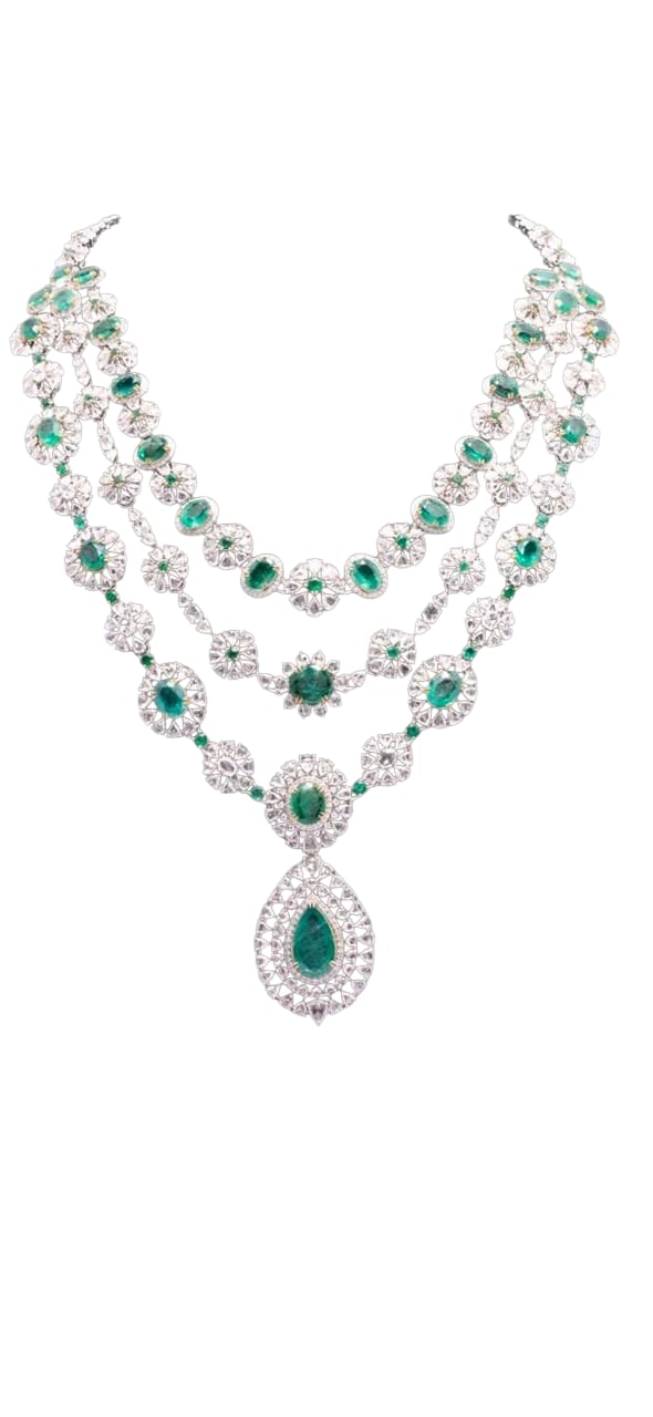 Triple Layered American Diamond Studded Neckless