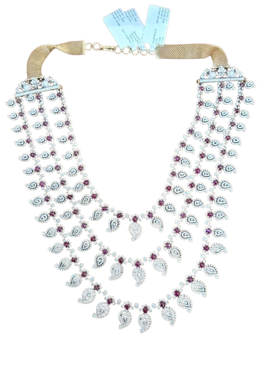 Silver Finish Layered Long Necklace Set