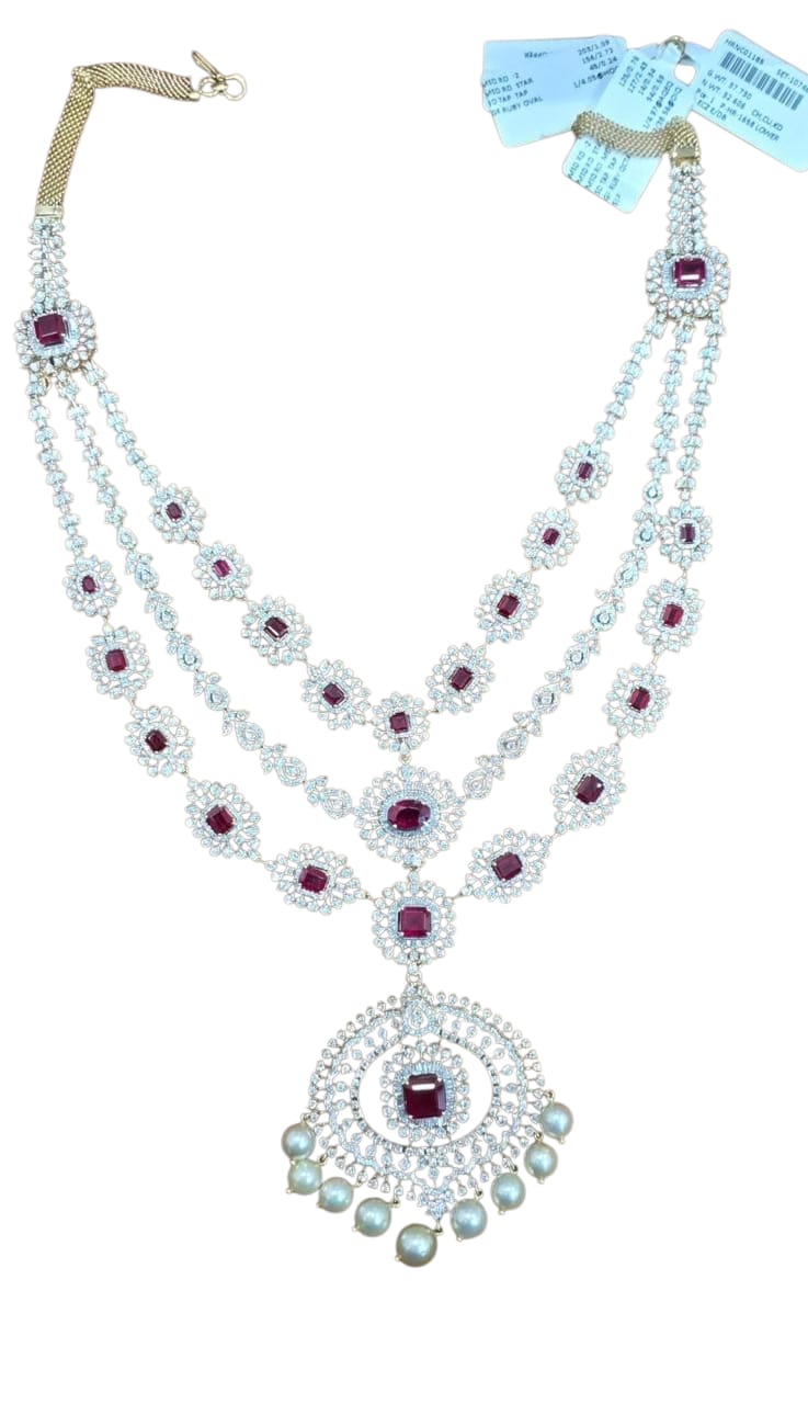 Silver Plated American Diamond Studded Necklace