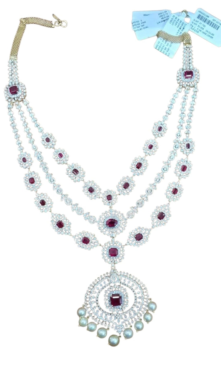 Silver Plated American Diamond Studded Necklace